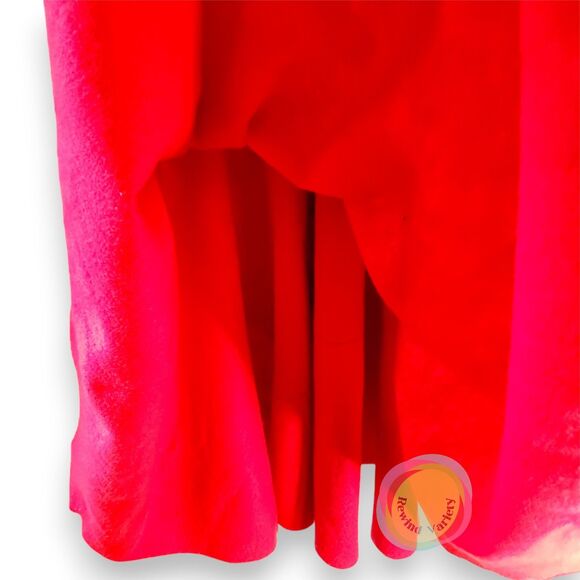 Red Felt Poodle Skirt Handmade 50s Sock Hop Costume Sequin Applique XS/S 25" W - Picture 12 of 14